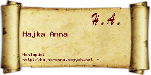 Hajka Anna névjegykártya